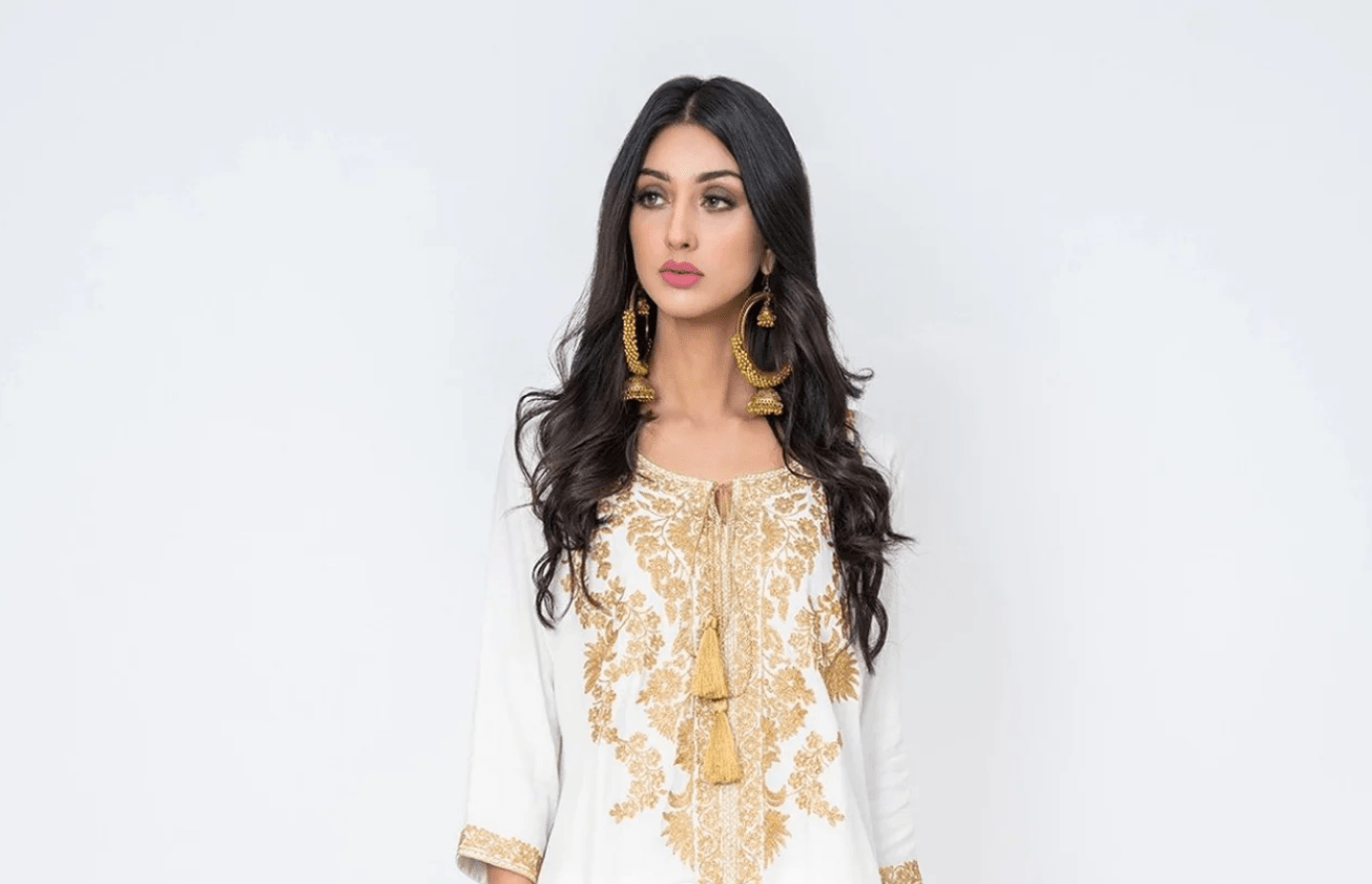 zari dress designs White Designer Zari Work Full Gown