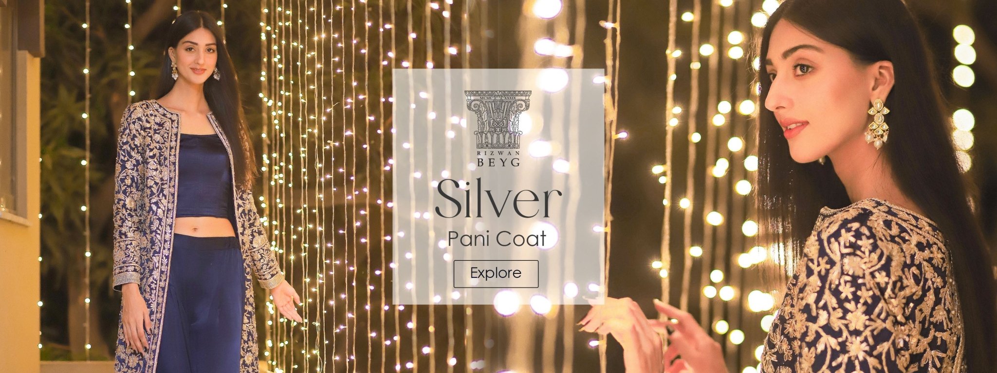 Silver Work Coat-Noir - Rizwan Beyg Design