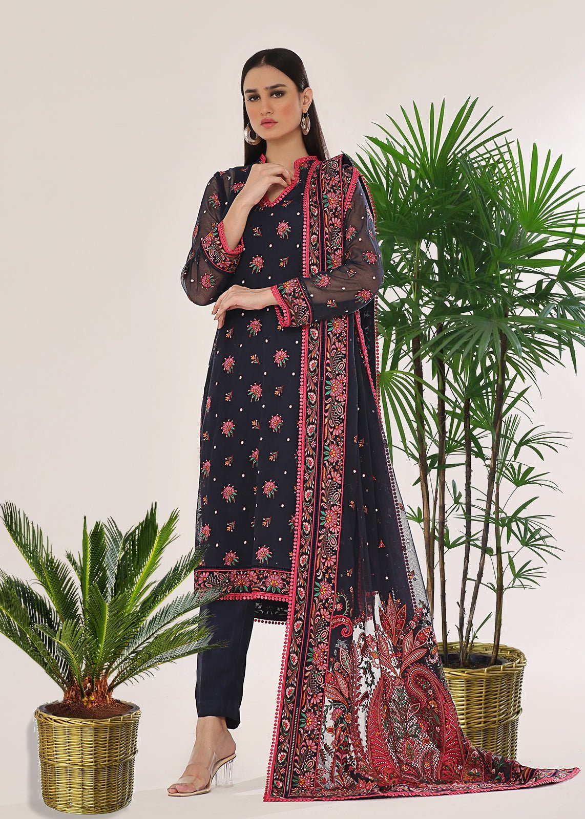 Amayal Blue Shirt & Shawl - Rizwan Beyg Design