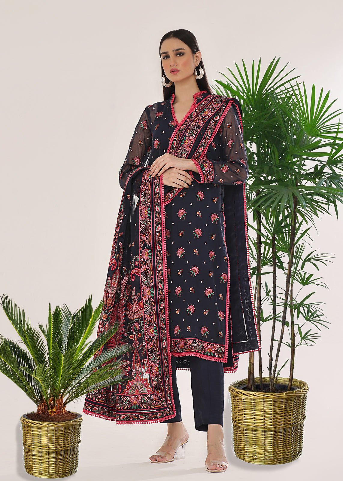 Amayal Blue Shirt & Shawl - Rizwan Beyg Design