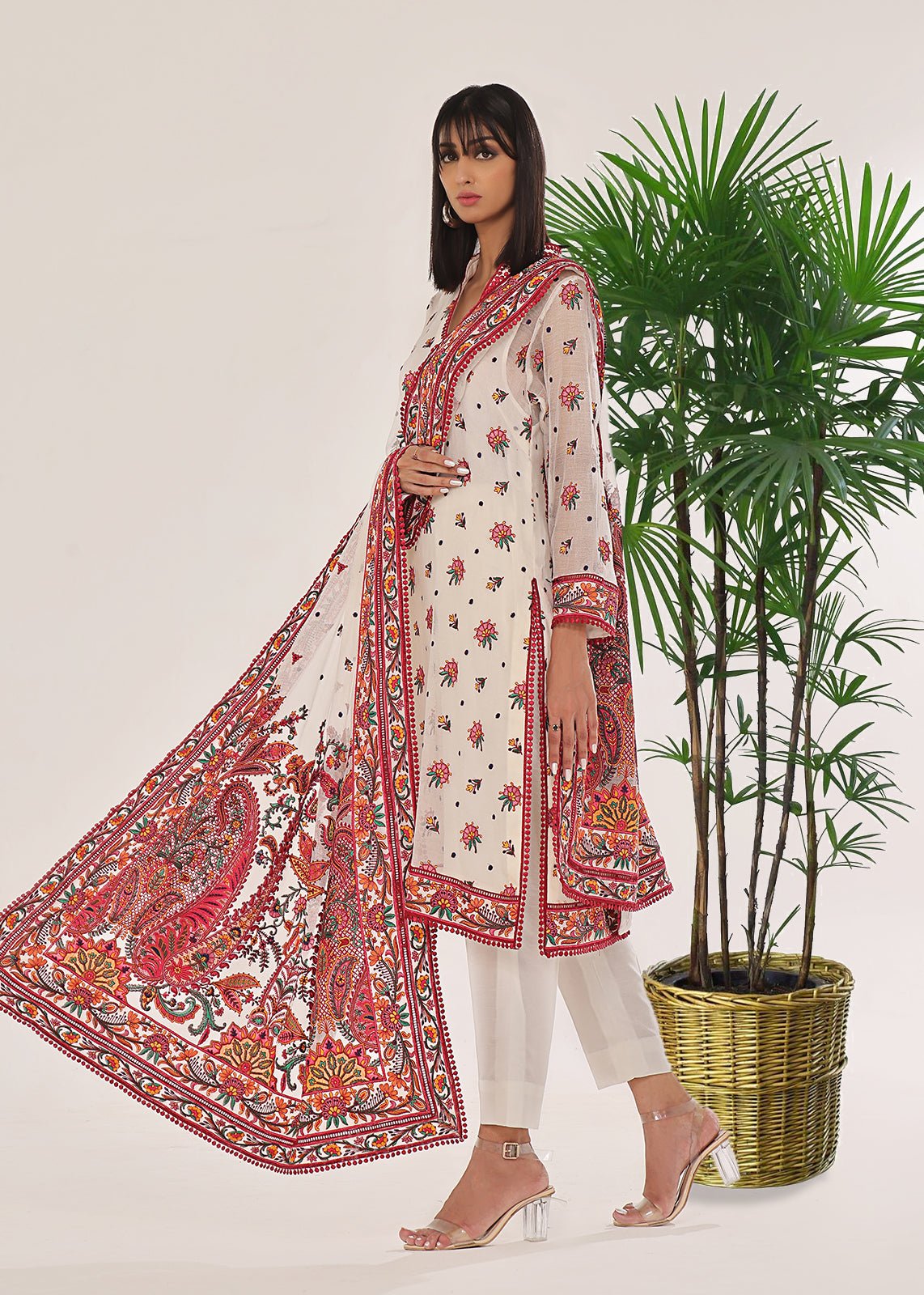 Amayal White Shirt & Shawl - Rizwan Beyg Design
