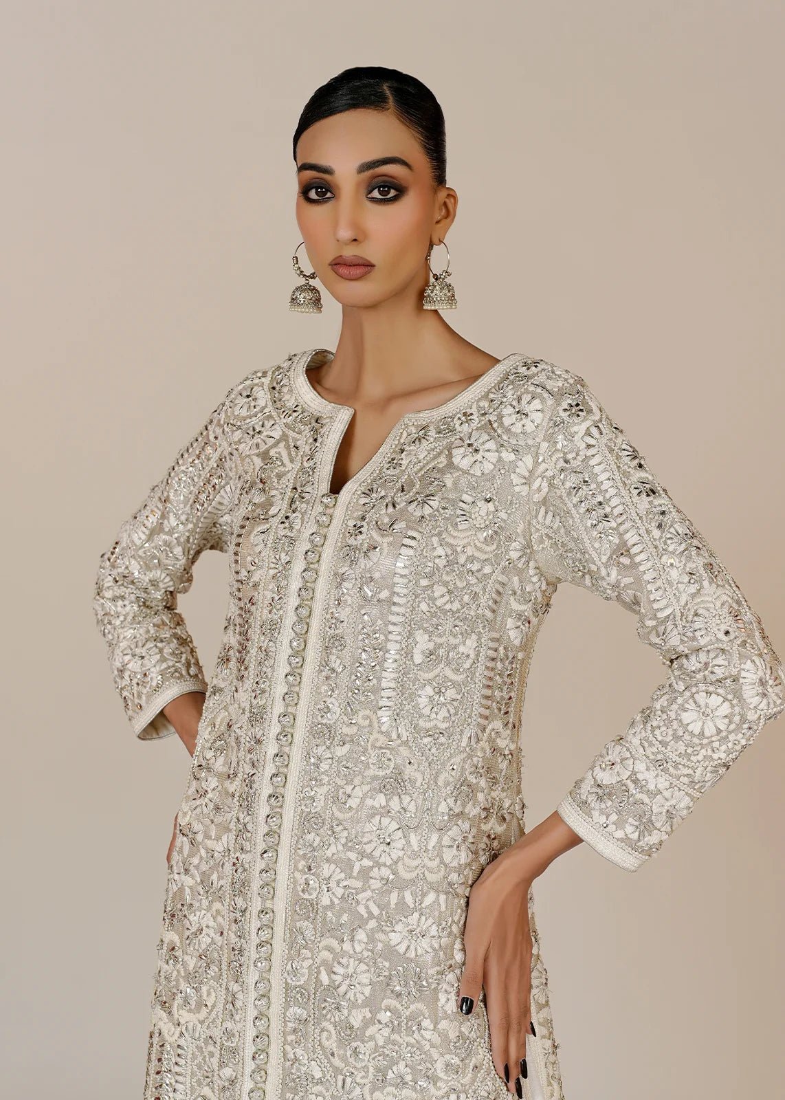 Aztec Silver Coat - Rizwan Beyg Design