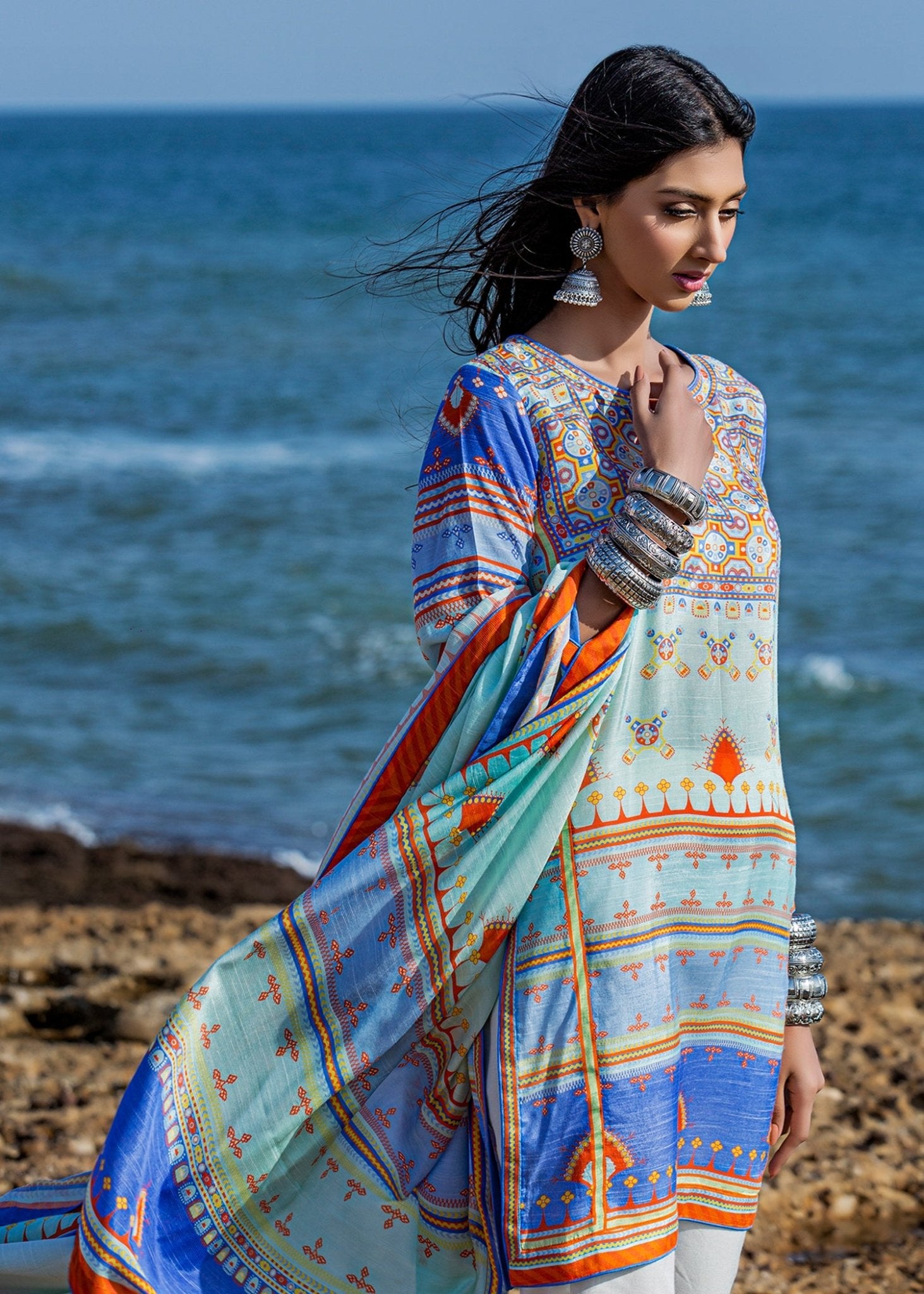 Baluchi Print Sky Blue - Rizwan Beyg Design