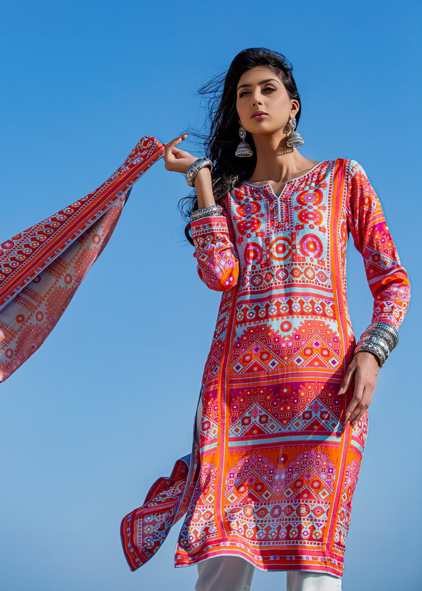 Baluchi Sheesha Light Blue Kurta - Rizwan Beyg Design