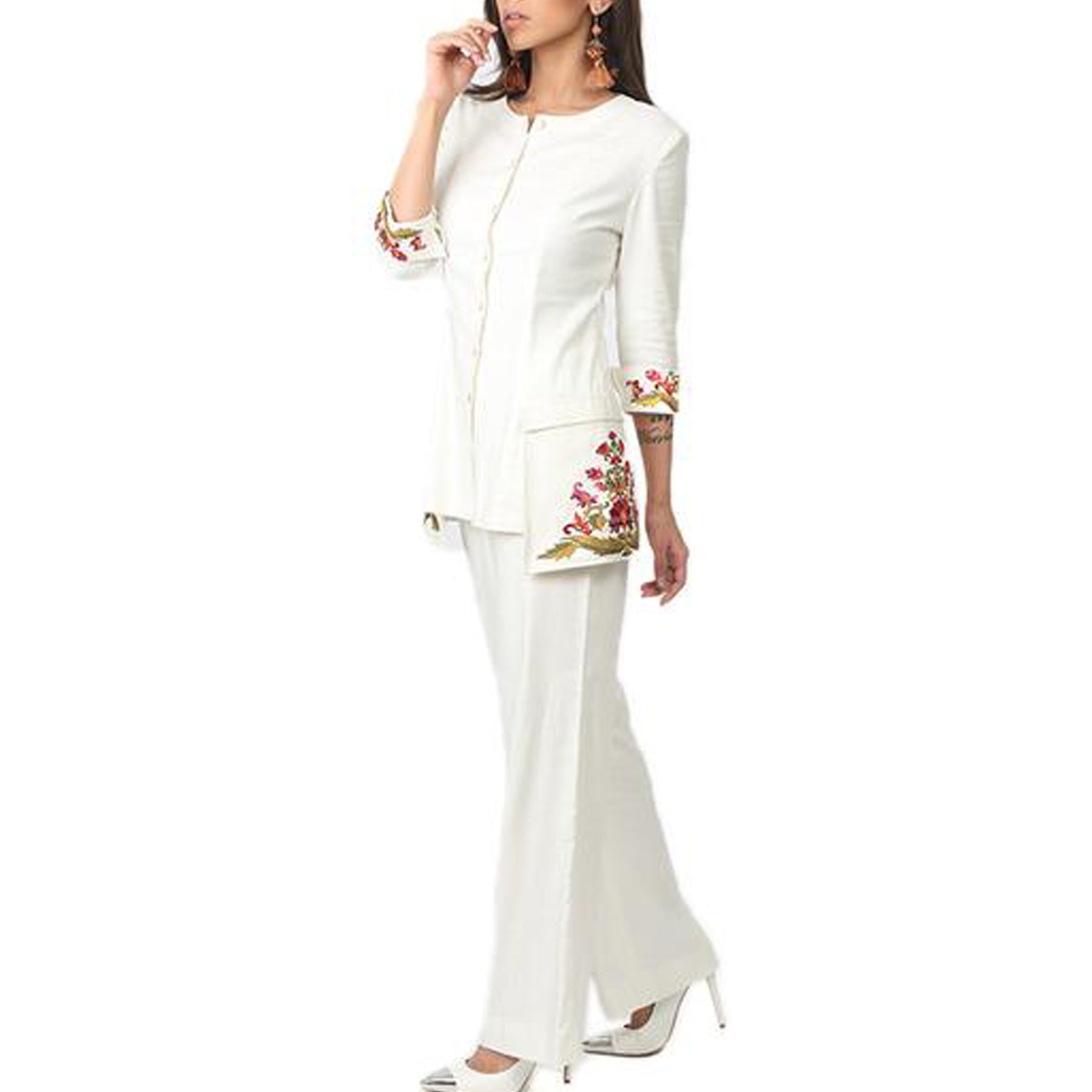 Casual Jacket with Embroidered Pockets and Sleeves - Rizwan Beyg Design