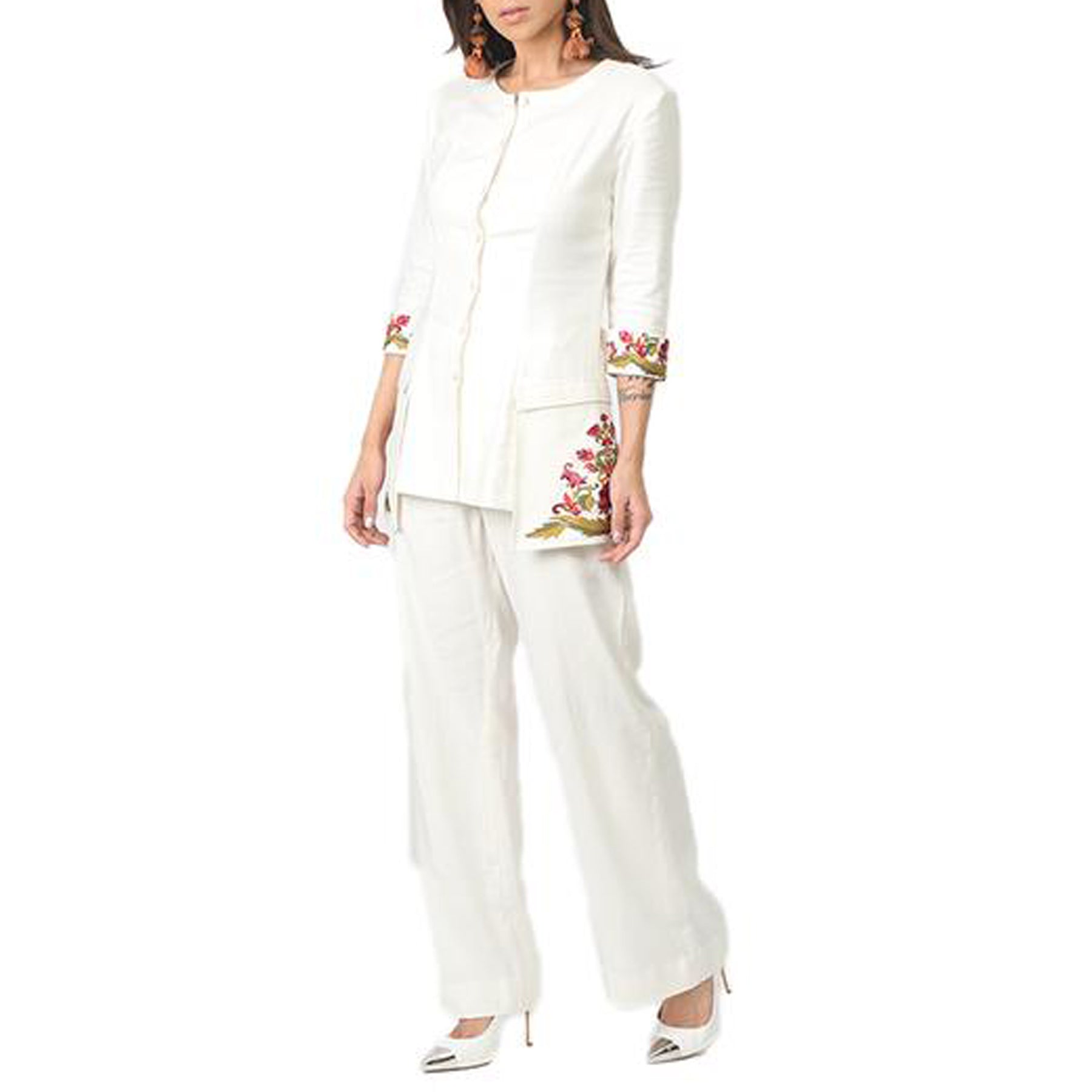 Casual Jacket with Embroidered Pockets and Sleeves - Rizwan Beyg Design