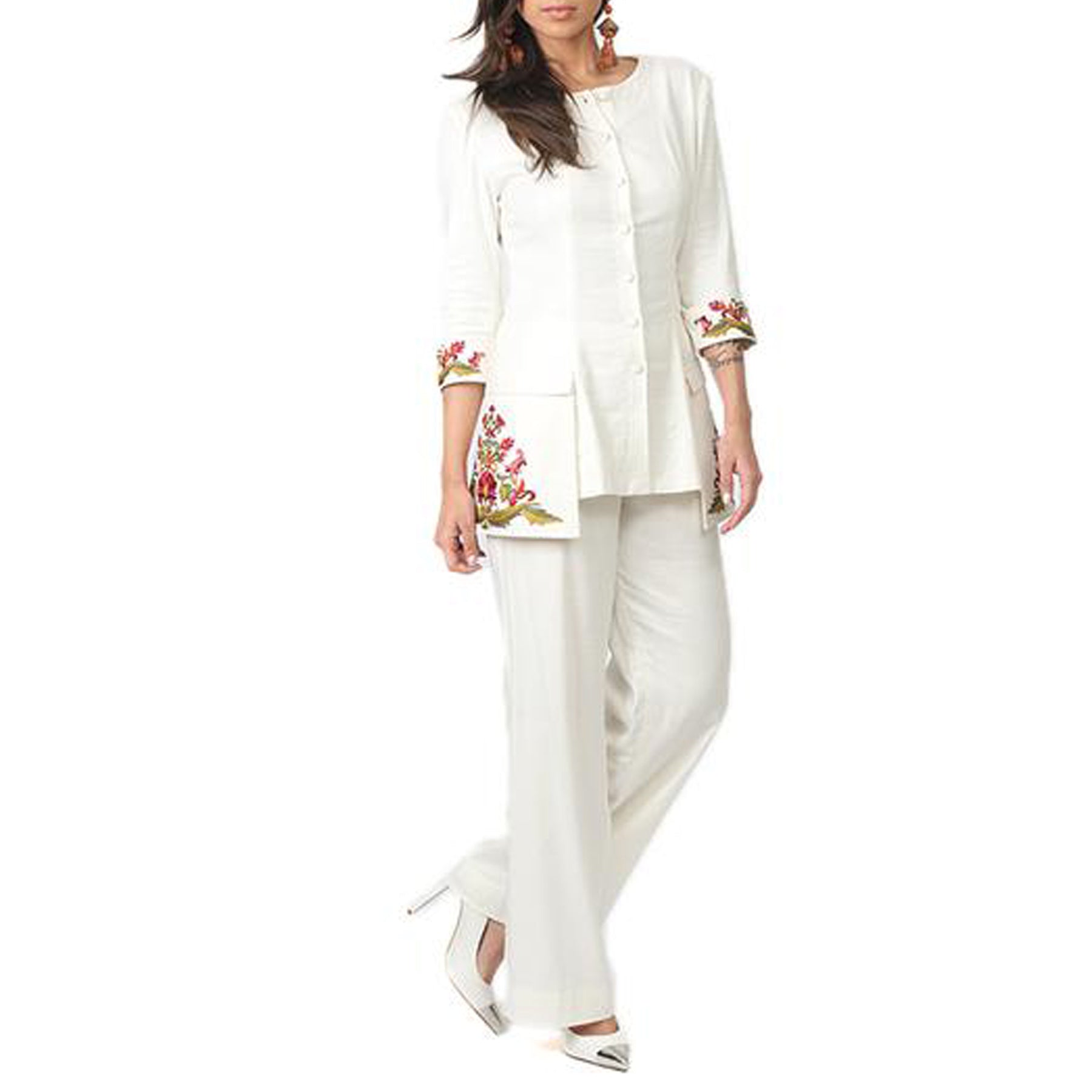 Casual Jacket with Embroidered Pockets and Sleeves - Rizwan Beyg Design