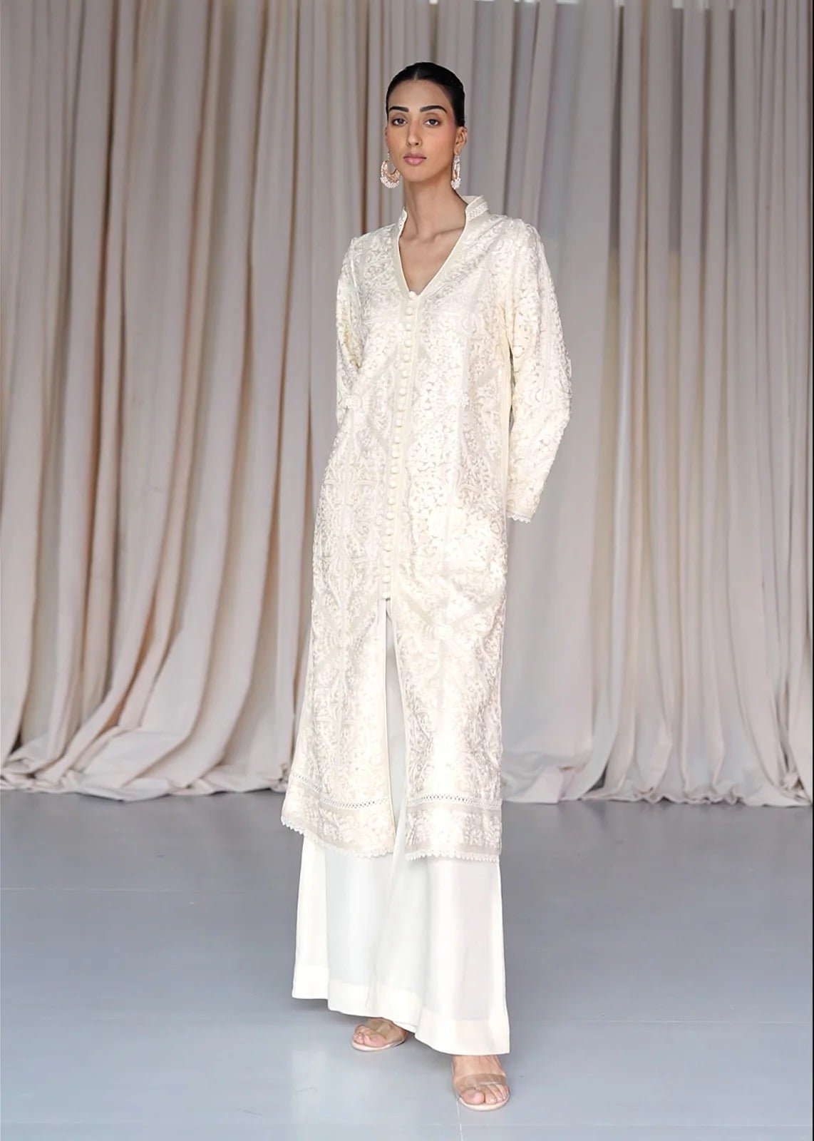 Dimah Off - White Coat - Rizwan Beyg Design