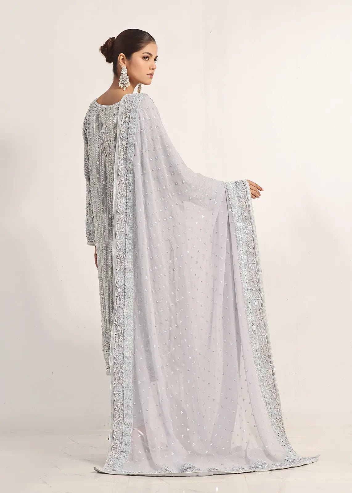 Espania Blue Pearls Shirt & Dupatta - Rizwan Beyg Design