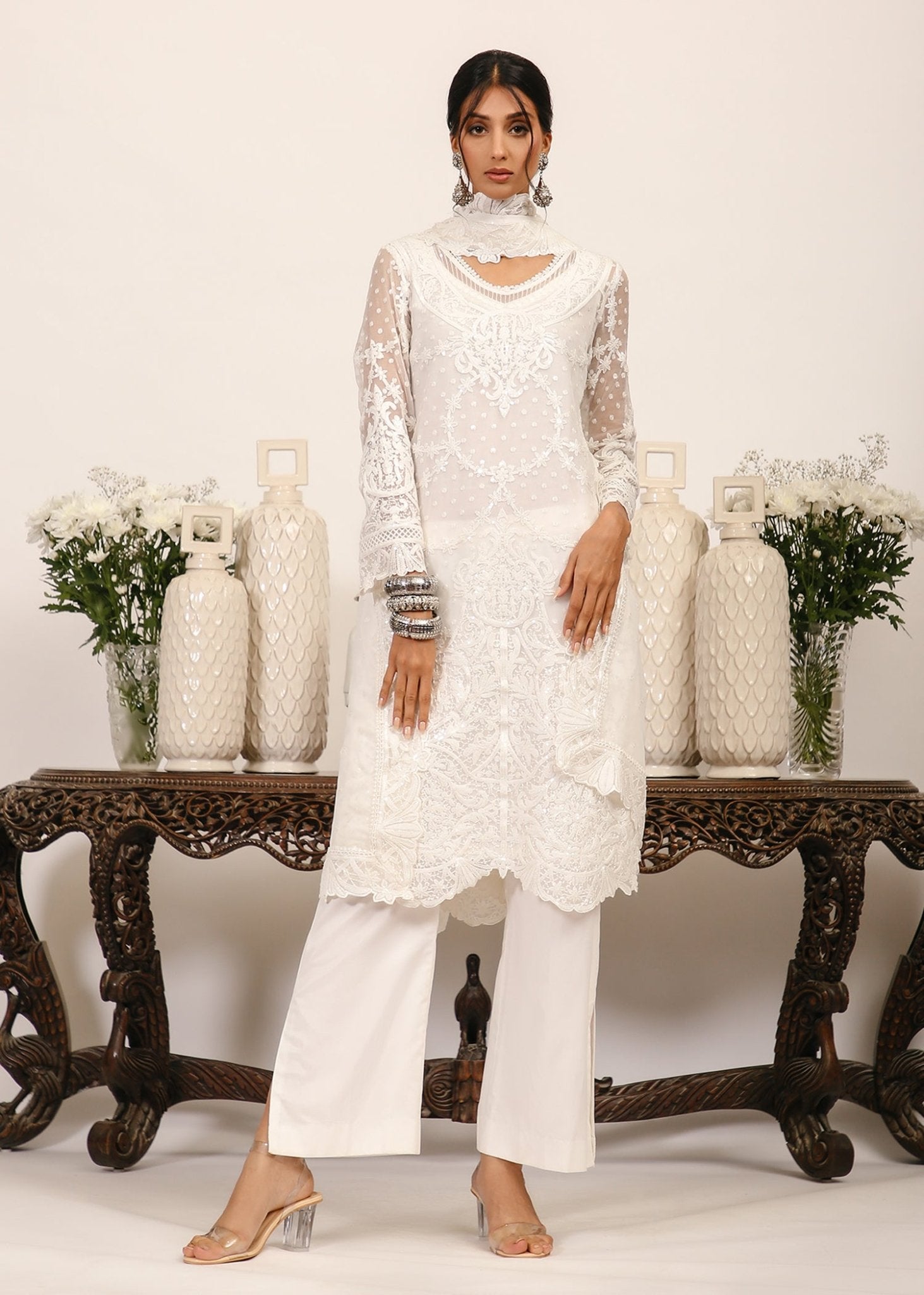 Ilyana White kurta & dupatta - Rizwan Beyg Design