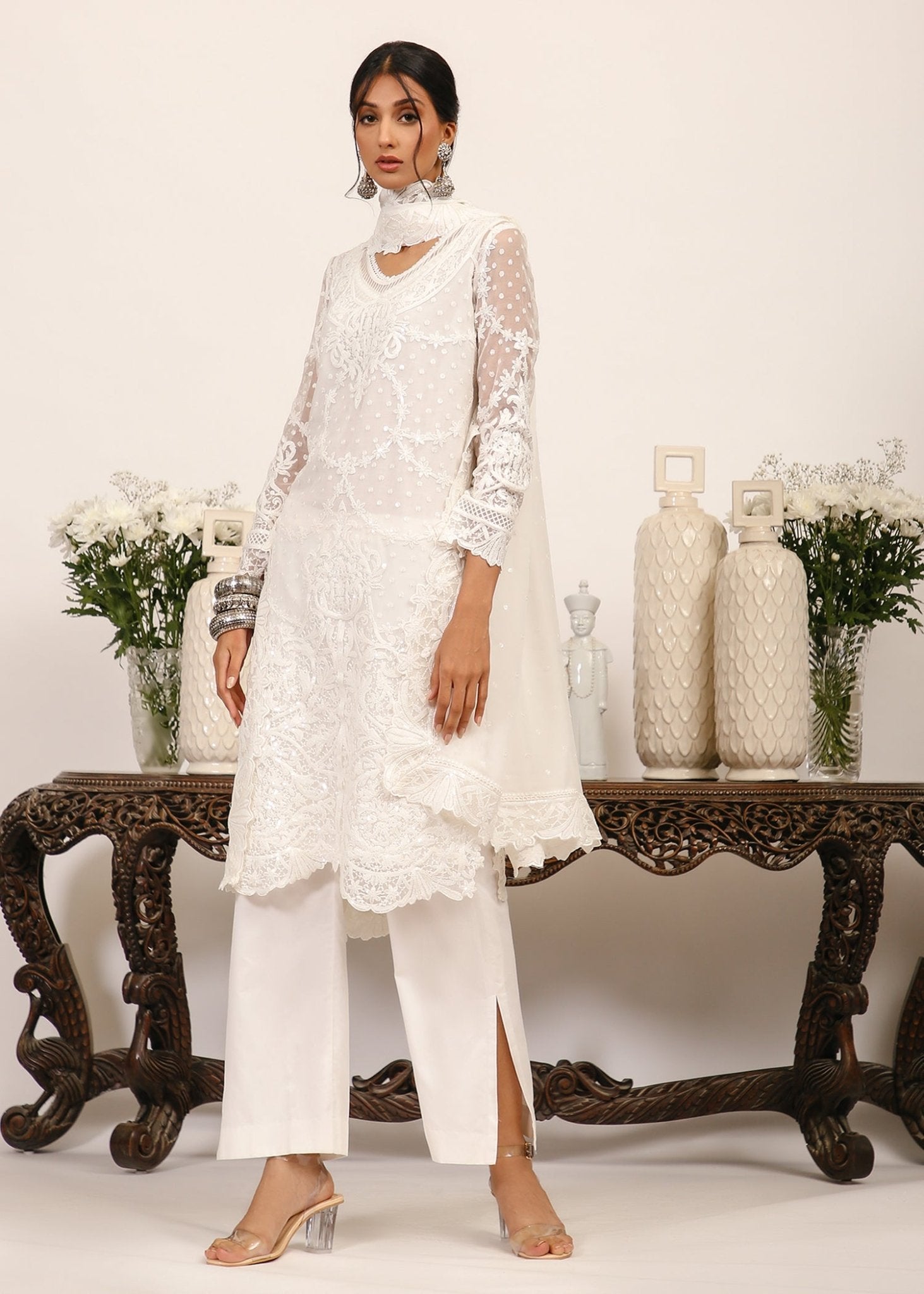 Ilyana White kurta & dupatta - Rizwan Beyg Design