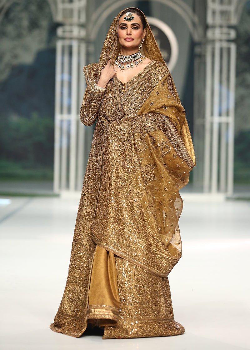 Indian Paisley Pishwas Gold - Rizwan Beyg Design