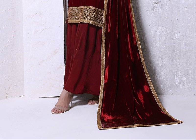 Maroon Izaar Unstitched - Rizwan Beyg Design