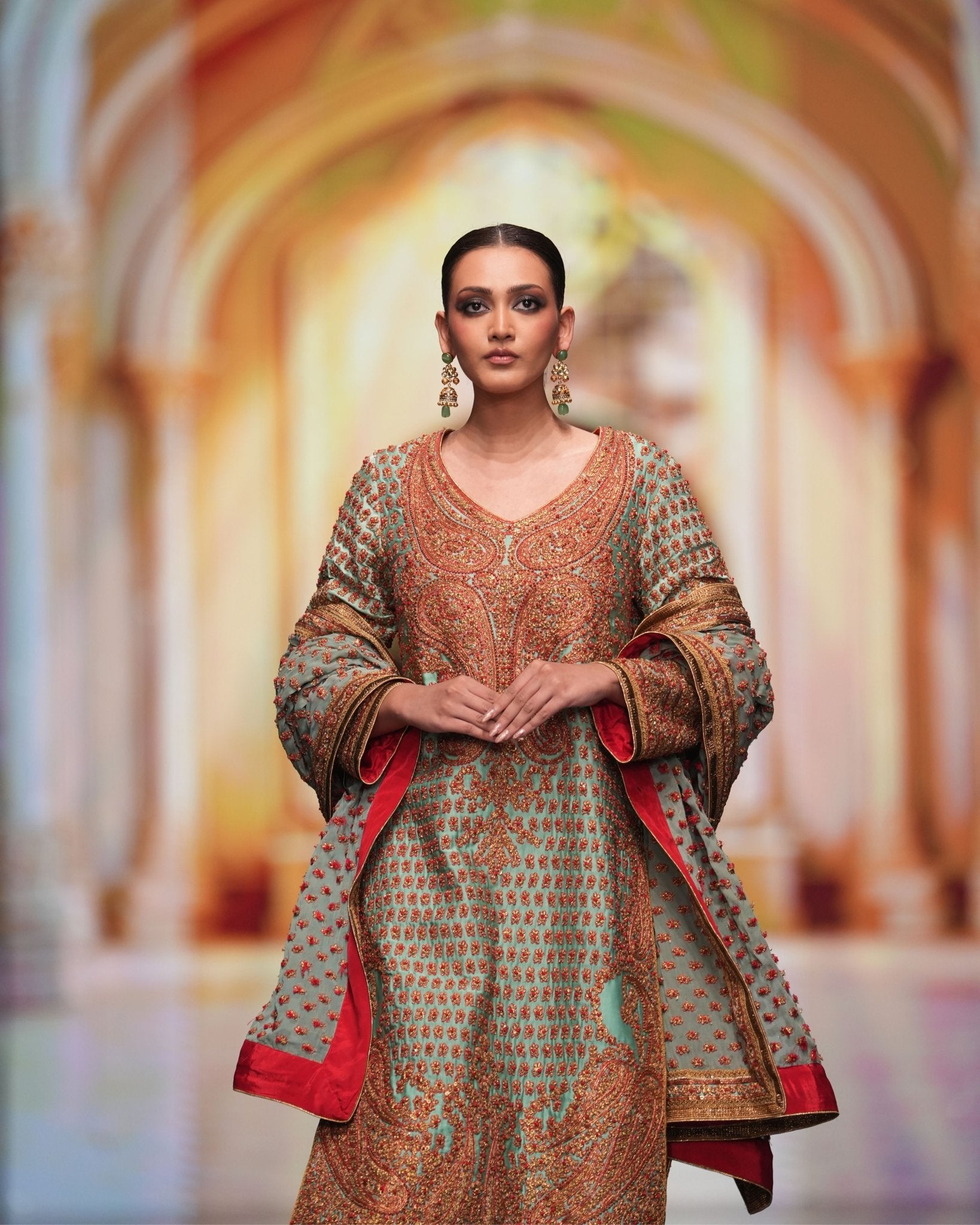 Marori Bridal Aqua Shirt & Dupatta - Rizwan Beyg Design
