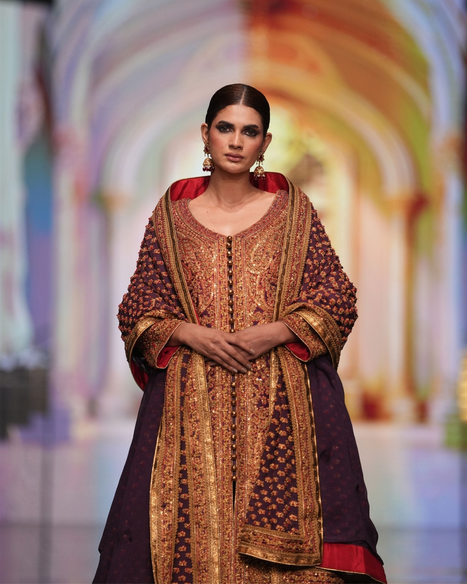Marori Embroidery Purple Coat - Rizwan Beyg Design