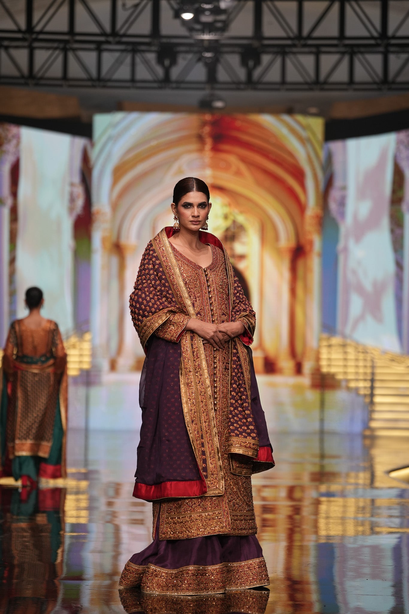 Marori Embroidery Purple Coat - Rizwan Beyg Design