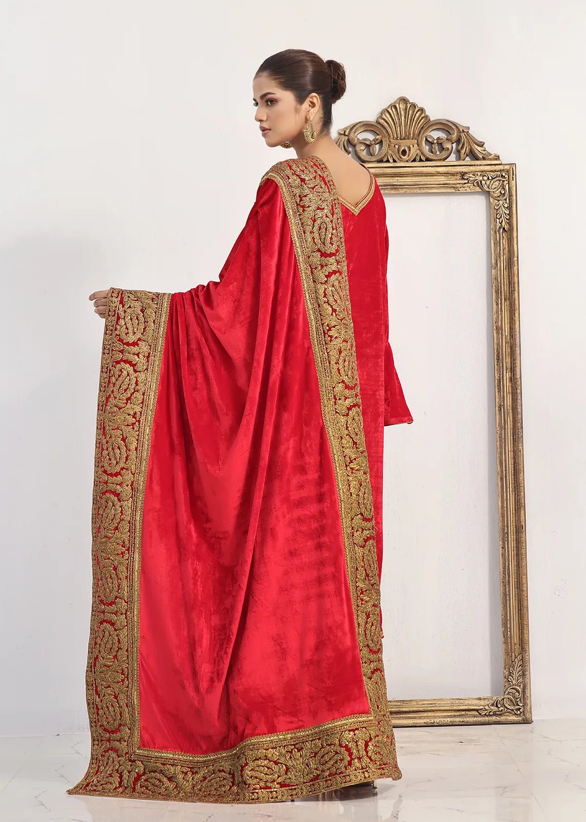 Miraal Red Shirt & Shawl - Rizwan Beyg Design