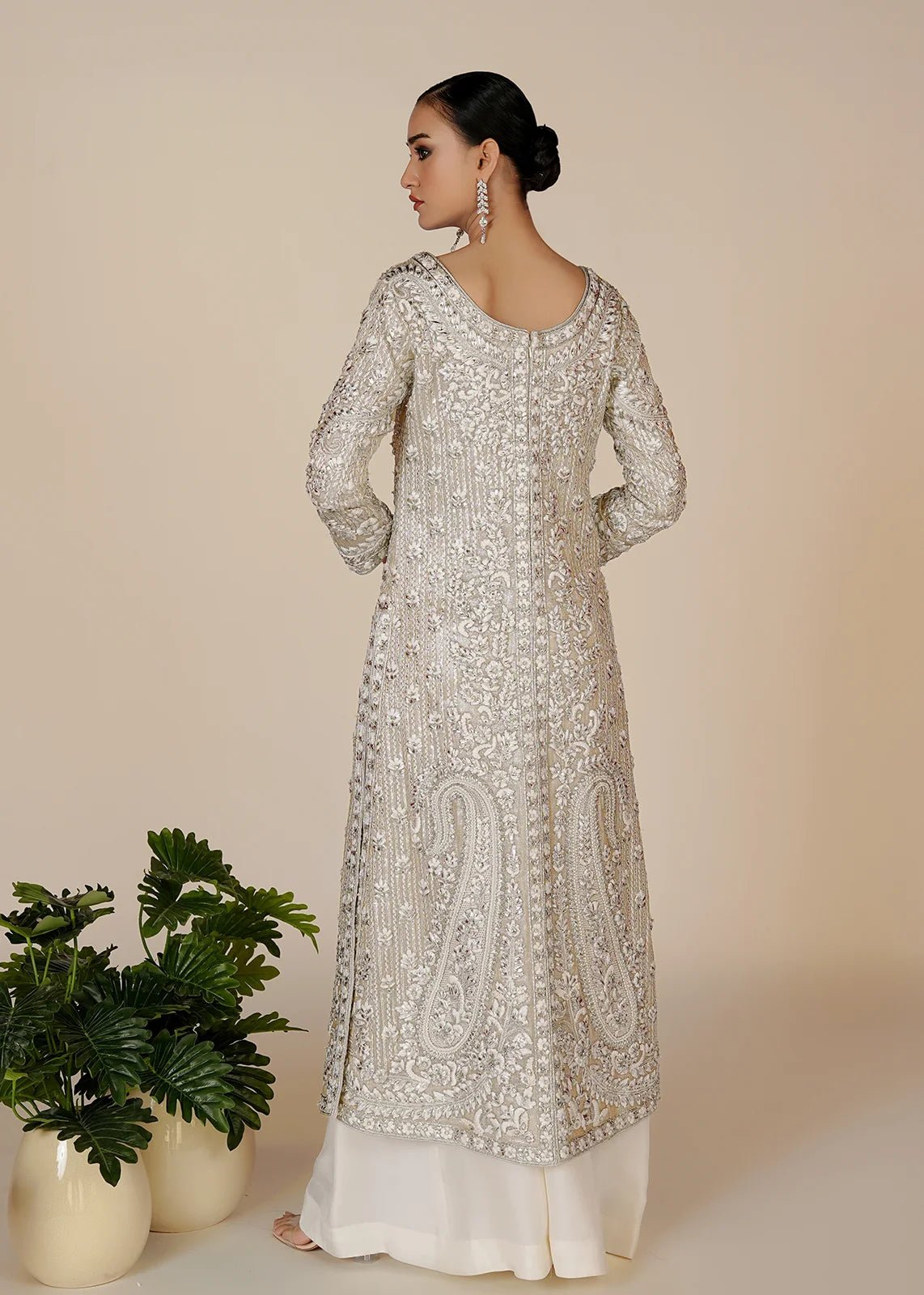 Parisa Silver Coat - Rizwan Beyg Design