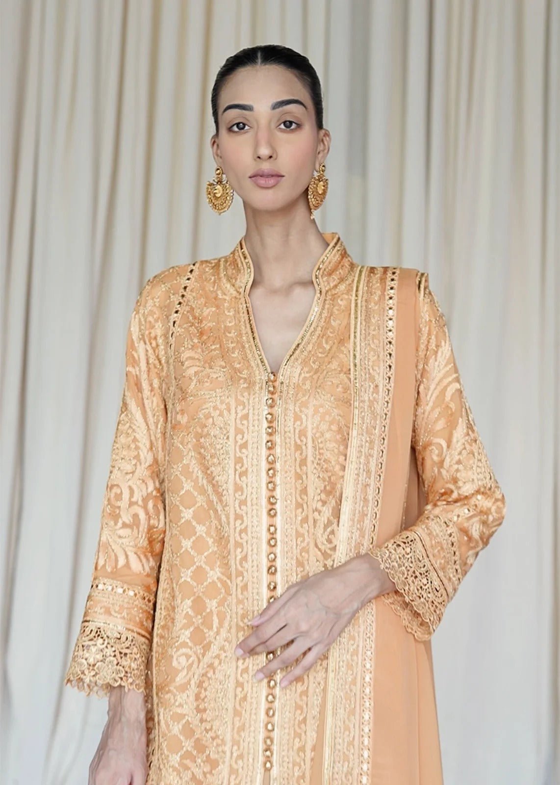 Rhea Rust Coat - Rizwan Beyg Design