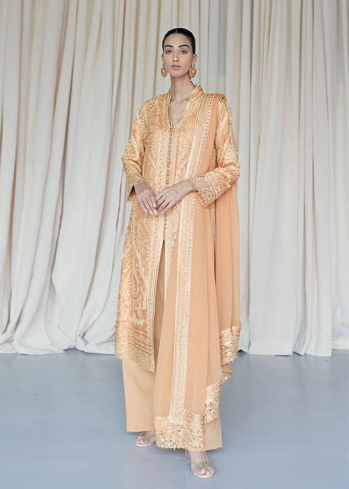Rhea Rust Coat - Rizwan Beyg Design