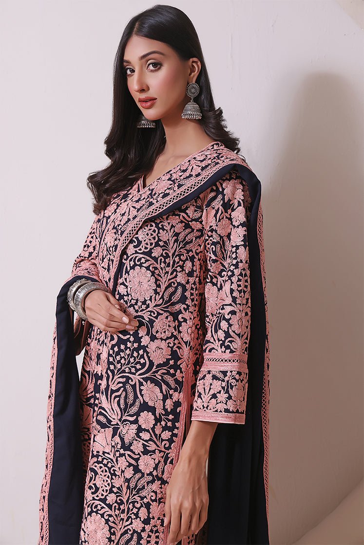 tunning pink dori embroidered kurta