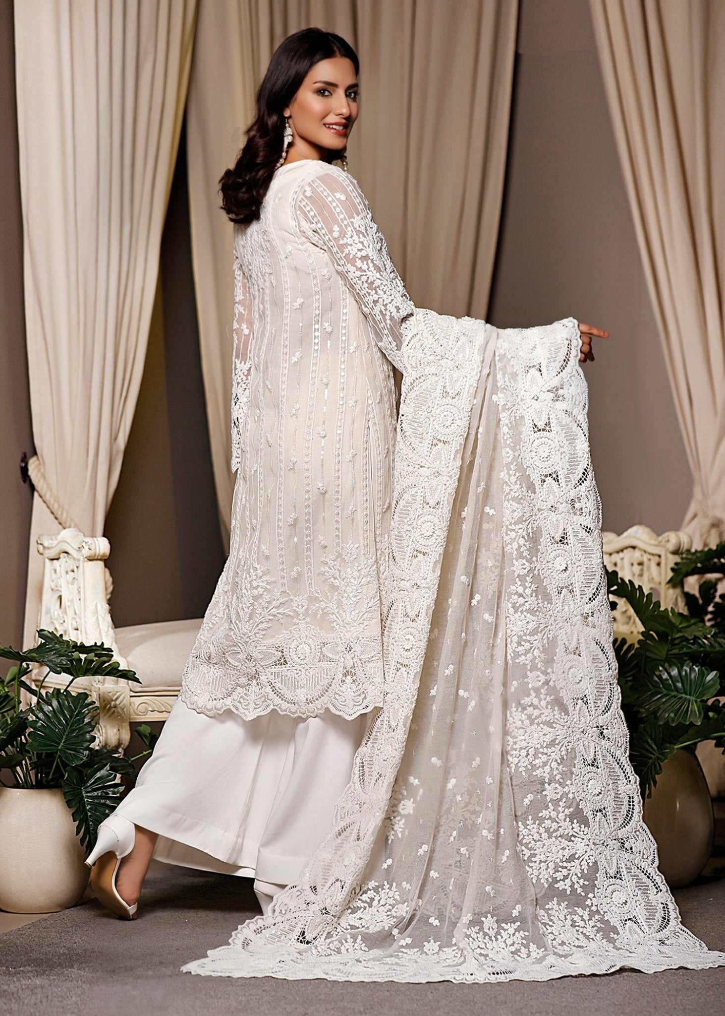 Serafina White KURTA W/ DUPATTA - Rizwan Beyg Design