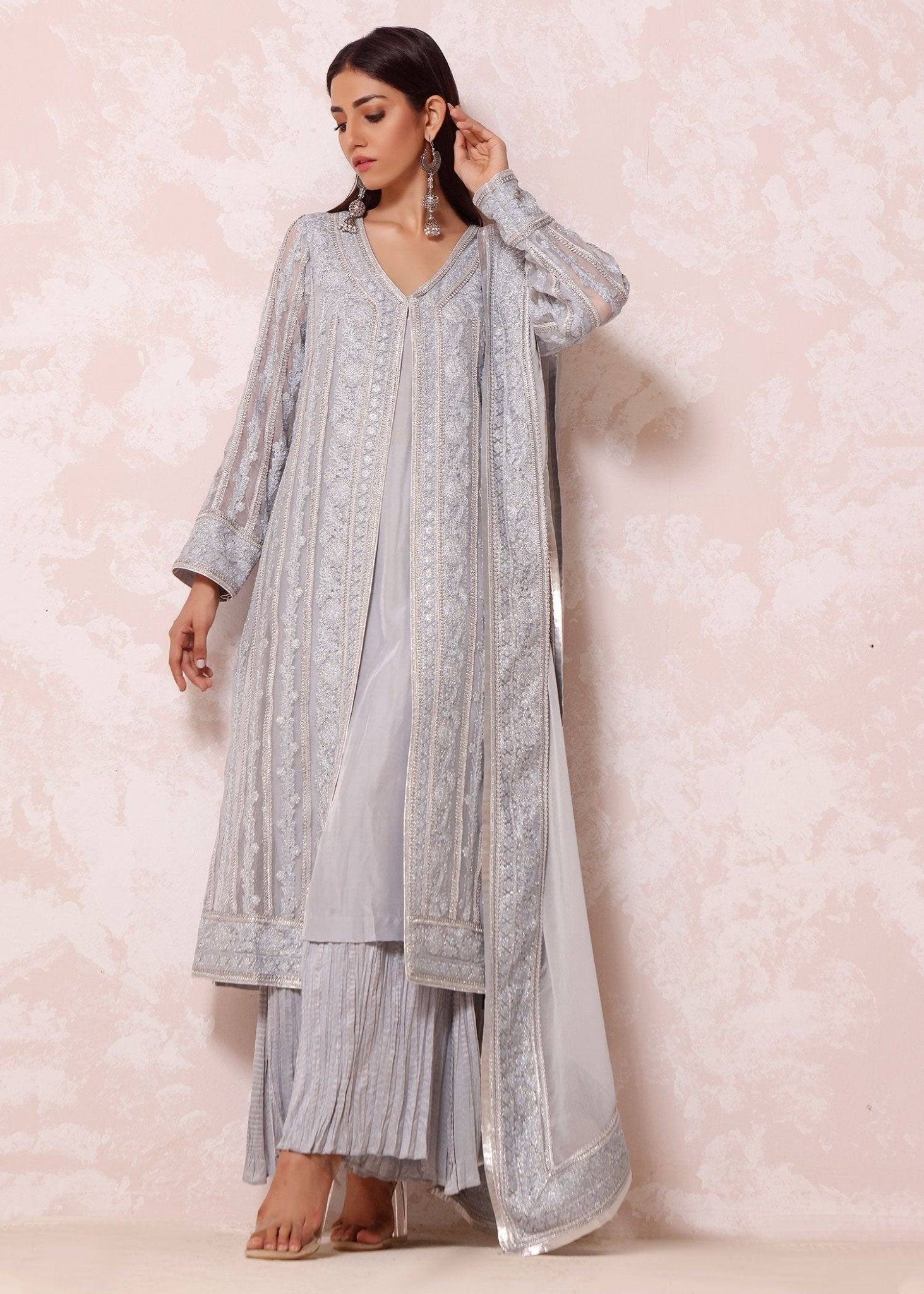Serhan Pale Blue Coat - Rizwan Beyg Design
