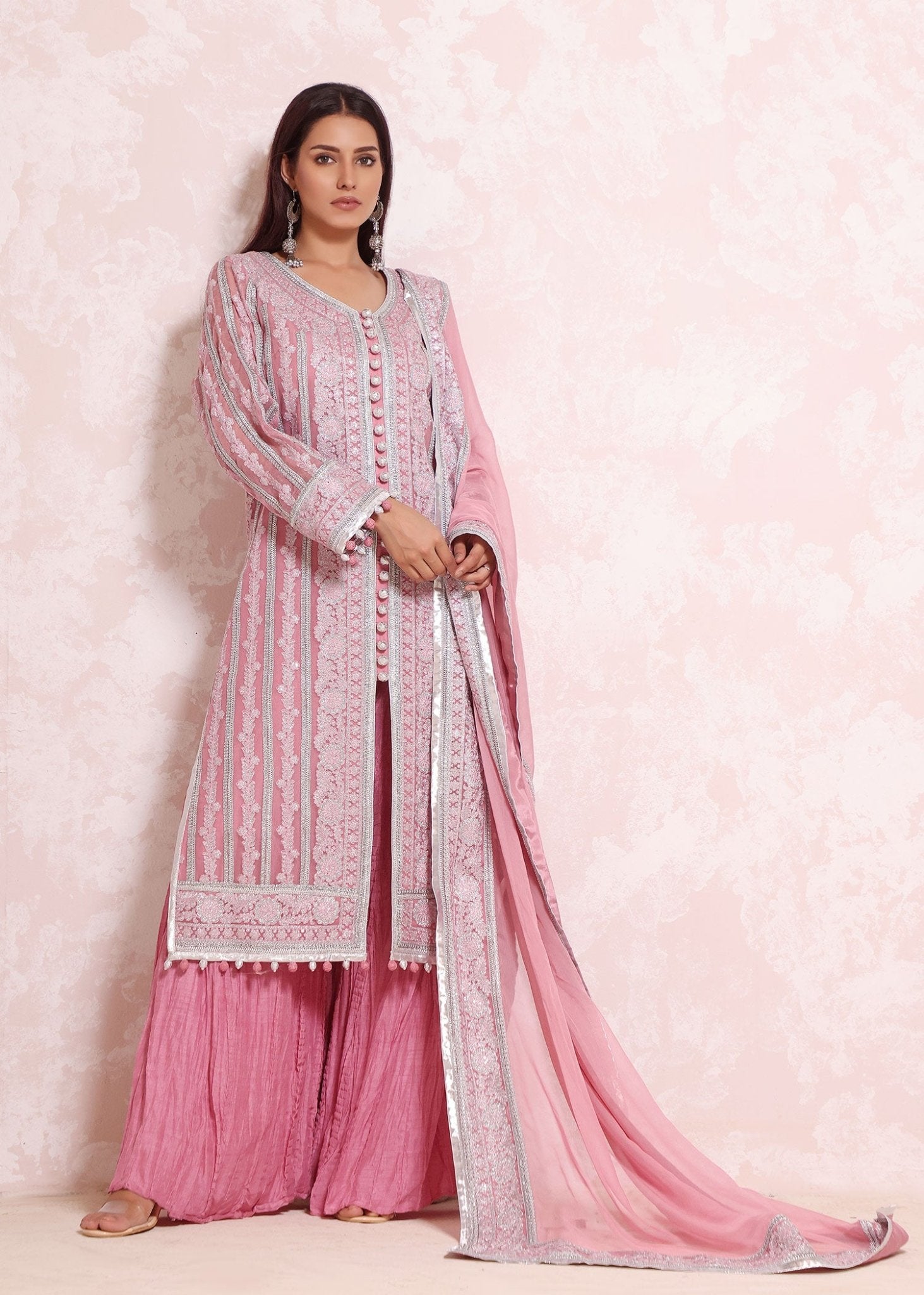 Serhan pink Coat - Rizwan Beyg Design