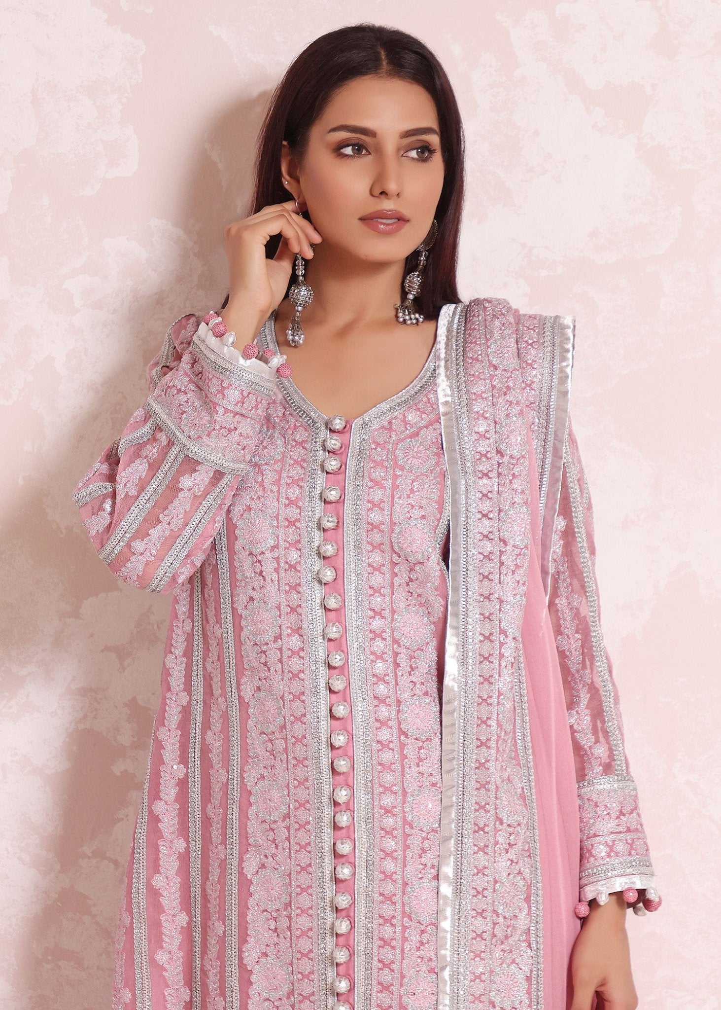 Serhan pink Coat - Rizwan Beyg Design