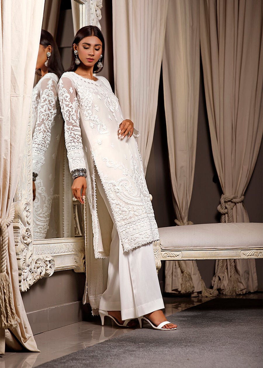Shahmeer White KURTA & DUPATTA - Rizwan Beyg Design
