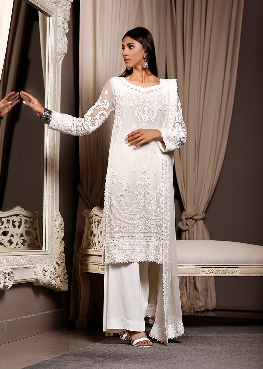 Shahmeer White KURTA & DUPATTA - Rizwan Beyg Design