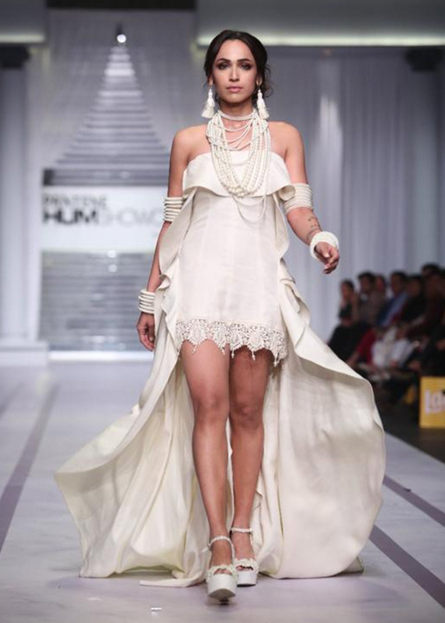 Strapless Short Dress with a Long Trail Strapless Short Dress with a Long Trail