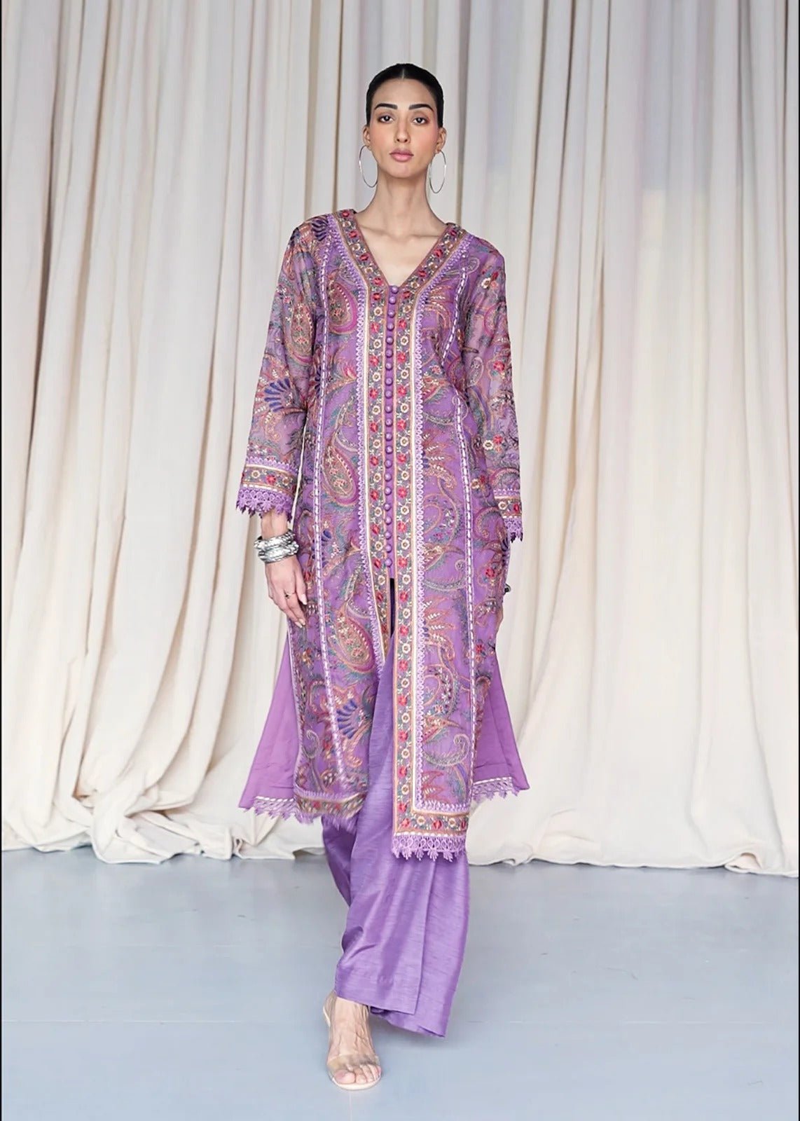 Tamaya Purple Coat - Rizwan Beyg Design