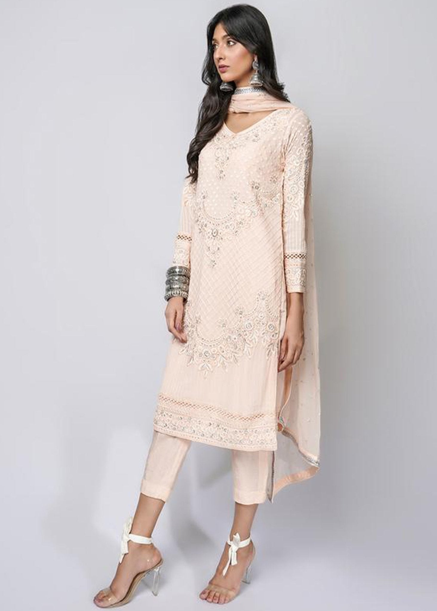 Vandela Chikan Pink Shirt - Rizwan Beyg Design