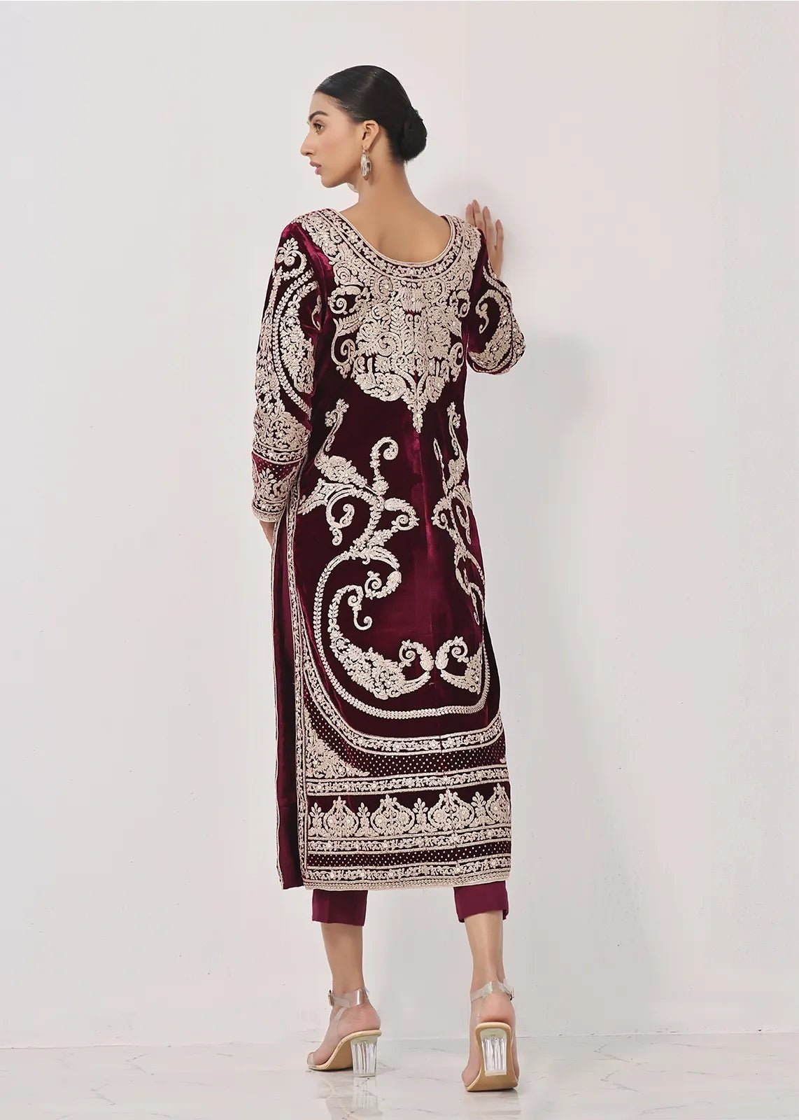 Veroz Maroon Coat - Rizwan Beyg Design