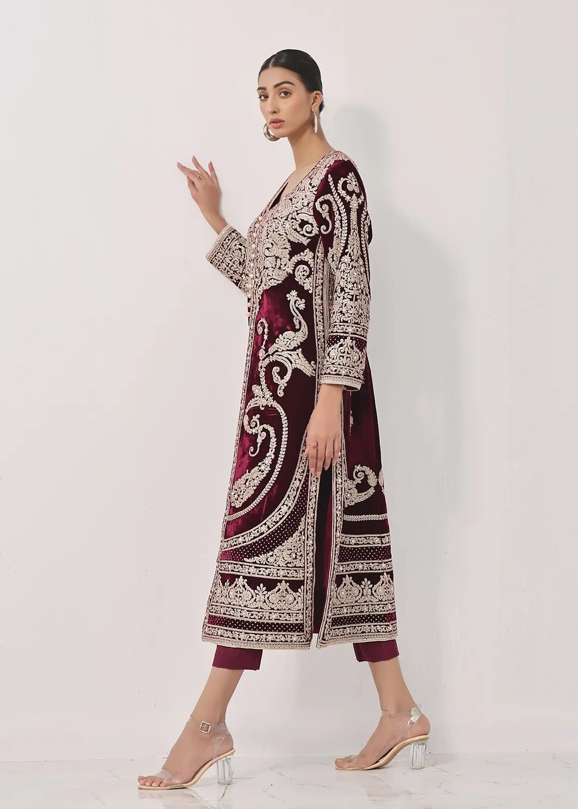 Veroz Maroon Coat - Rizwan Beyg Design