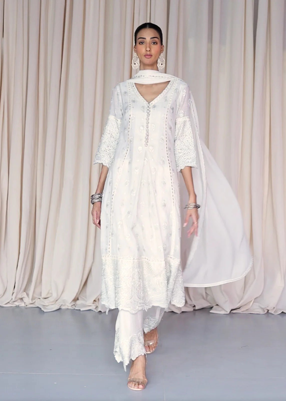 Zenia White Long Shirt - Rizwan Beyg Design