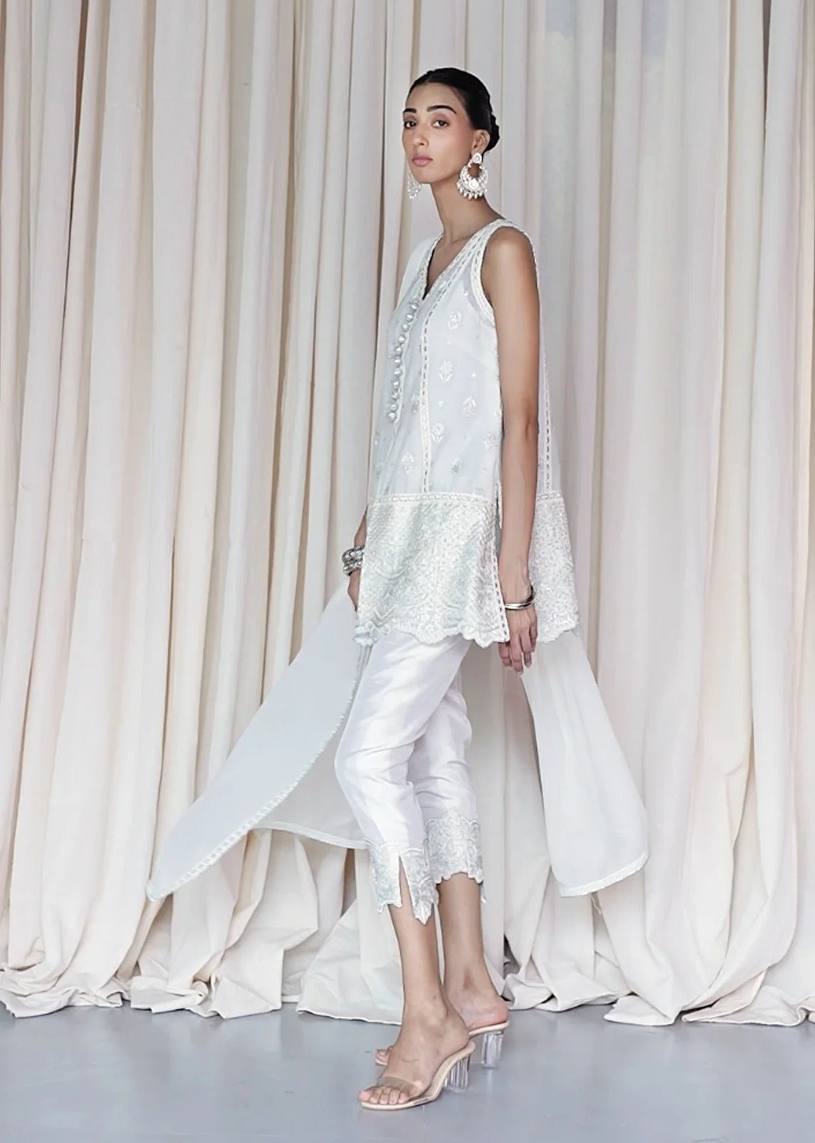 Zenia White Short Shirt - Rizwan Beyg Design