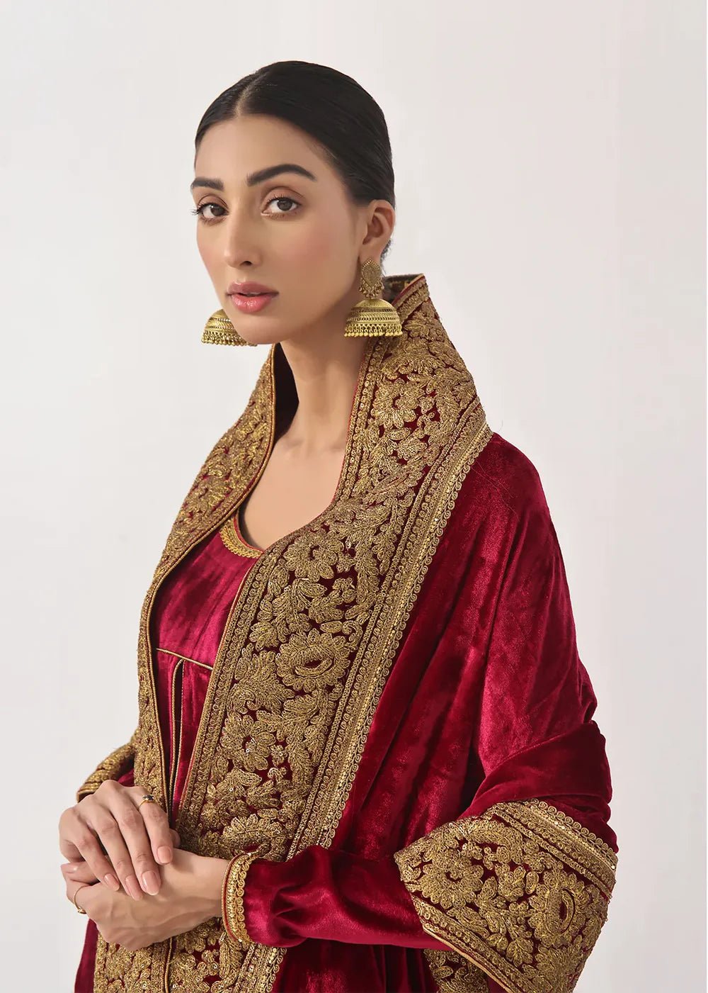 Alaska Maroon Shawl - Rizwan Beyg Design