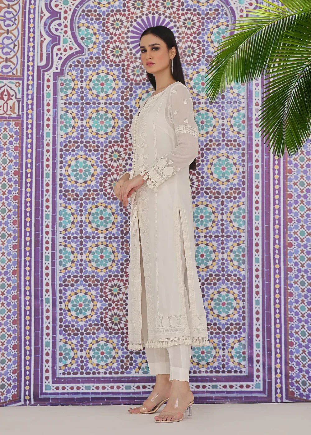 Aroha White Coat - Rizwan Beyg Design