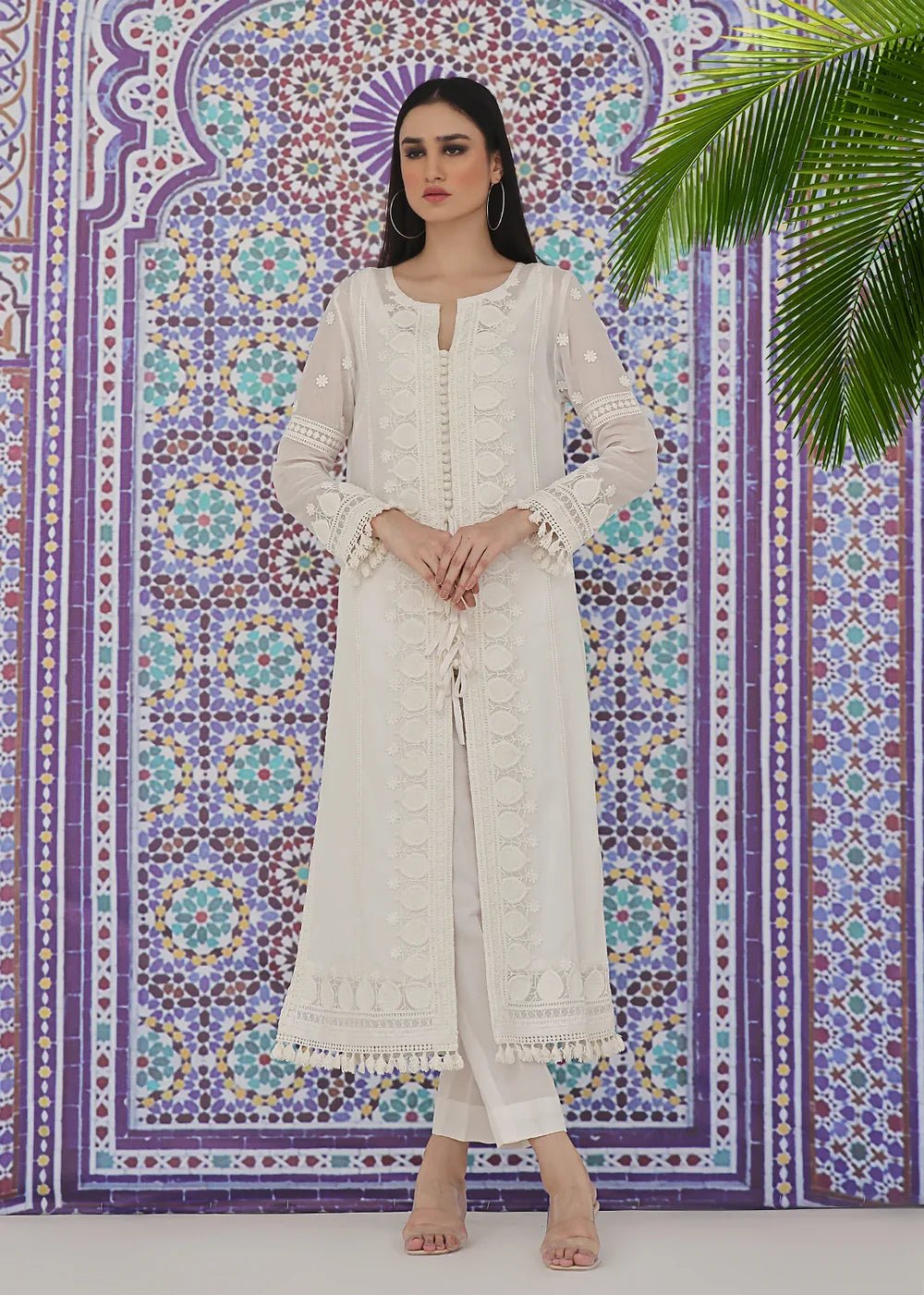 Aroha White Coat - Rizwan Beyg Design