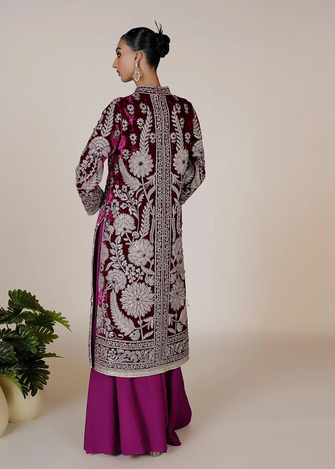 Azeen Velvet Coat Purple - Rizwan Beyg Design