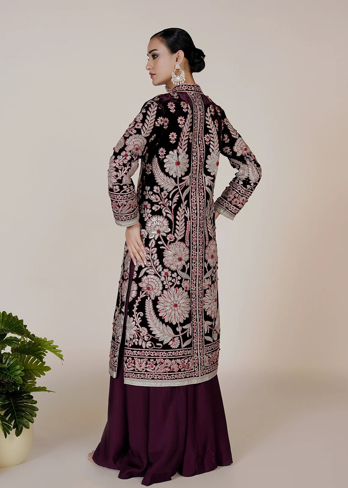 Azeen Velvet Coat Purple - Rizwan Beyg Design