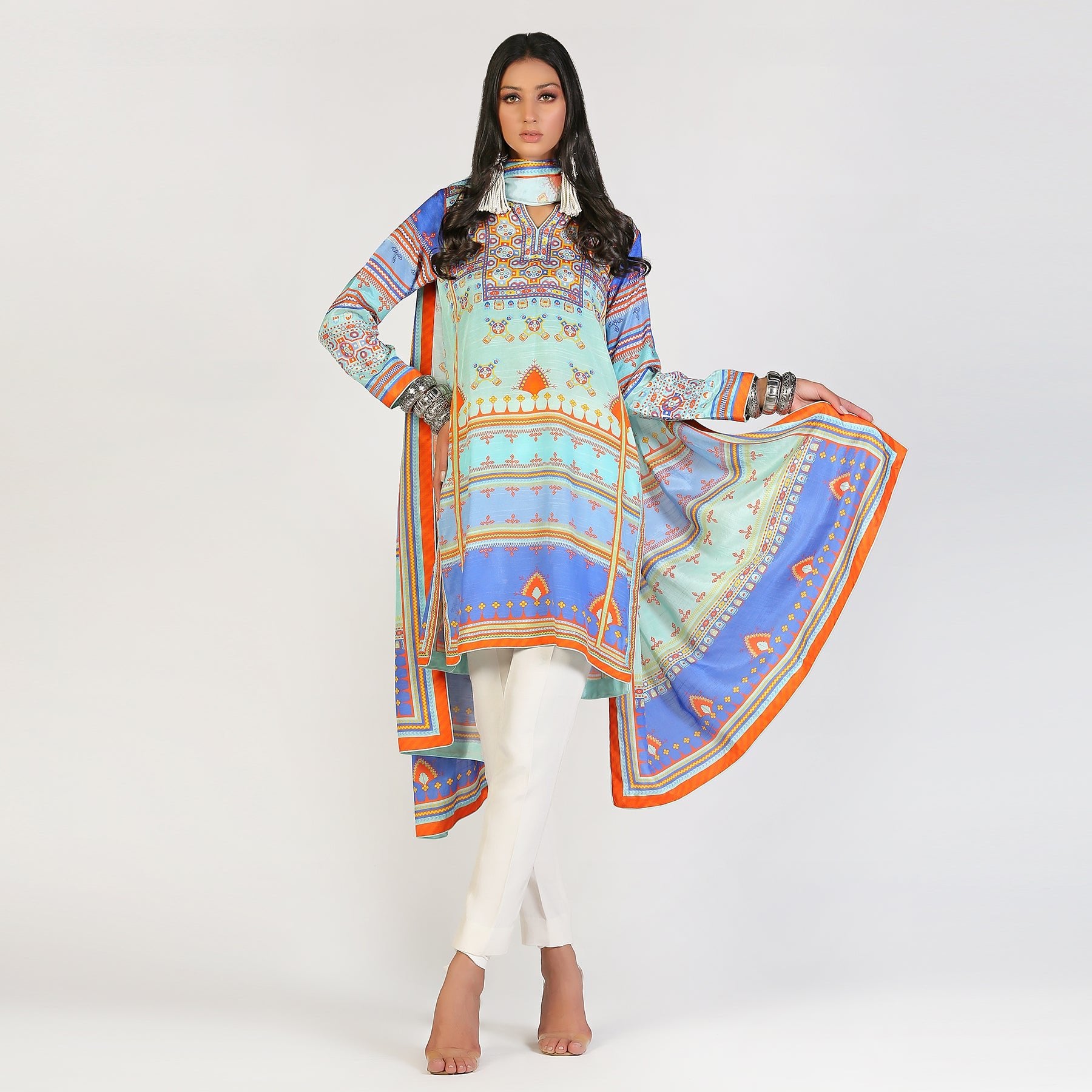 Baluchi Print Sky Blue - Rizwan Beyg Design