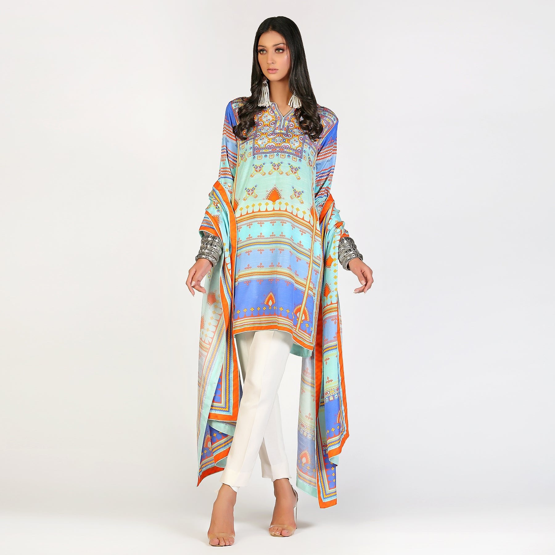 Baluchi Print Sky Blue - Rizwan Beyg Design