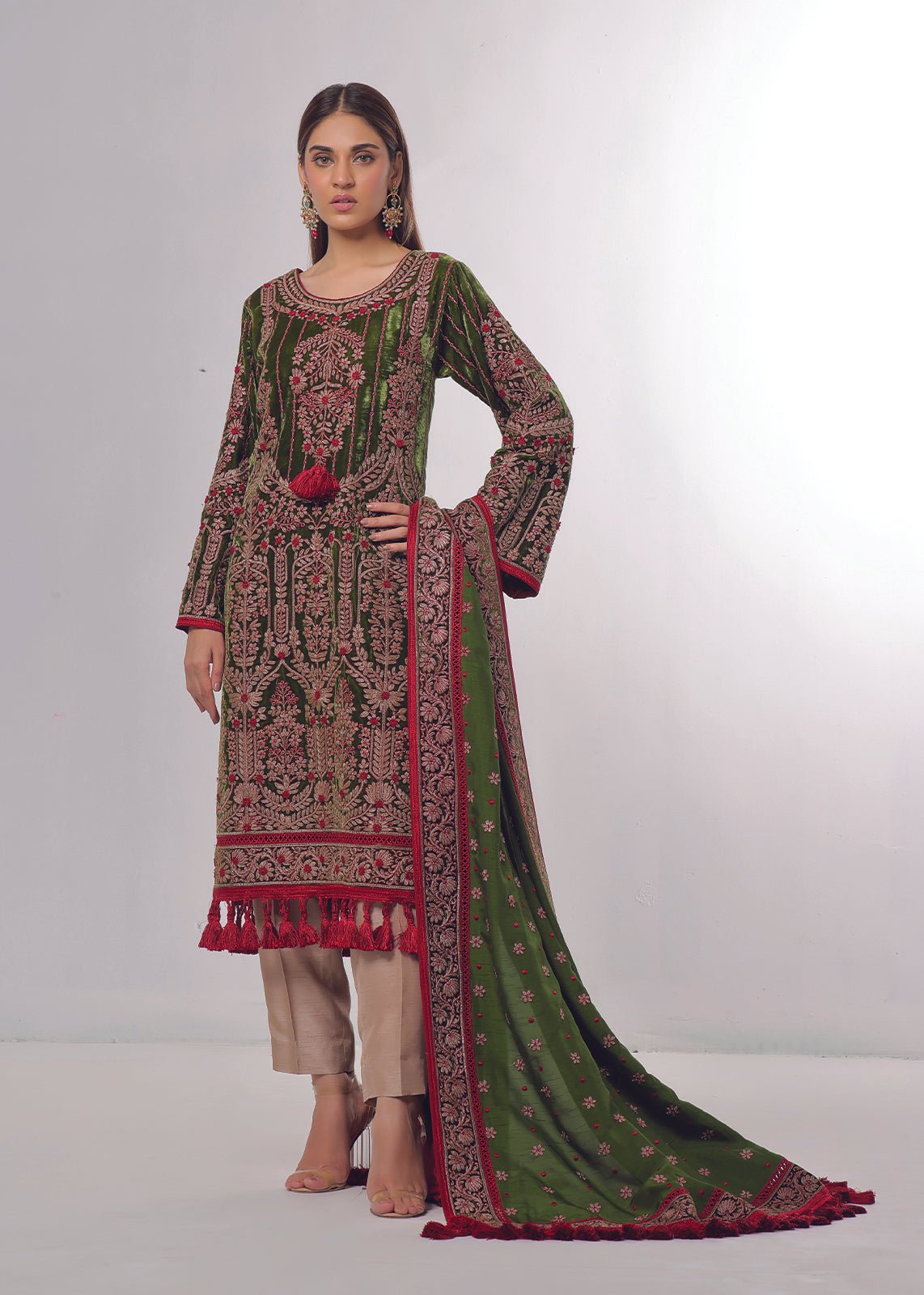 Baroque Green Shirt - Rizwan Beyg Design