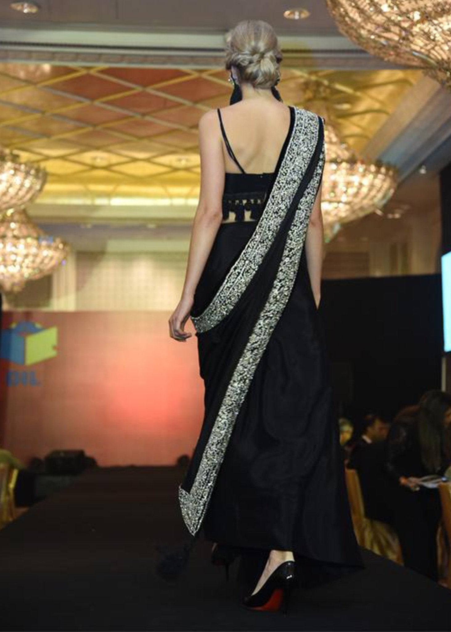 Black Diamante Saree - Rizwan Beyg Design