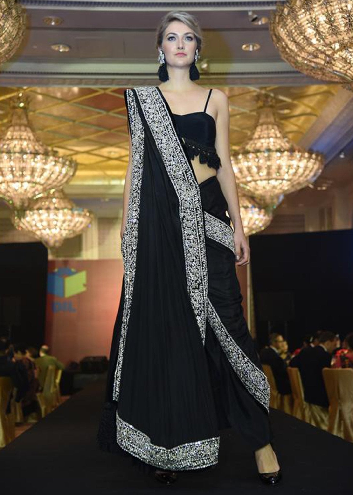 Black Diamante Saree - Rizwan Beyg Design