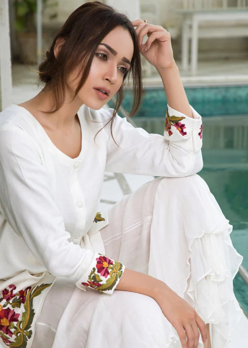 Casual Jacket with Embroidered Pockets and Sleeves - Rizwan Beyg Design