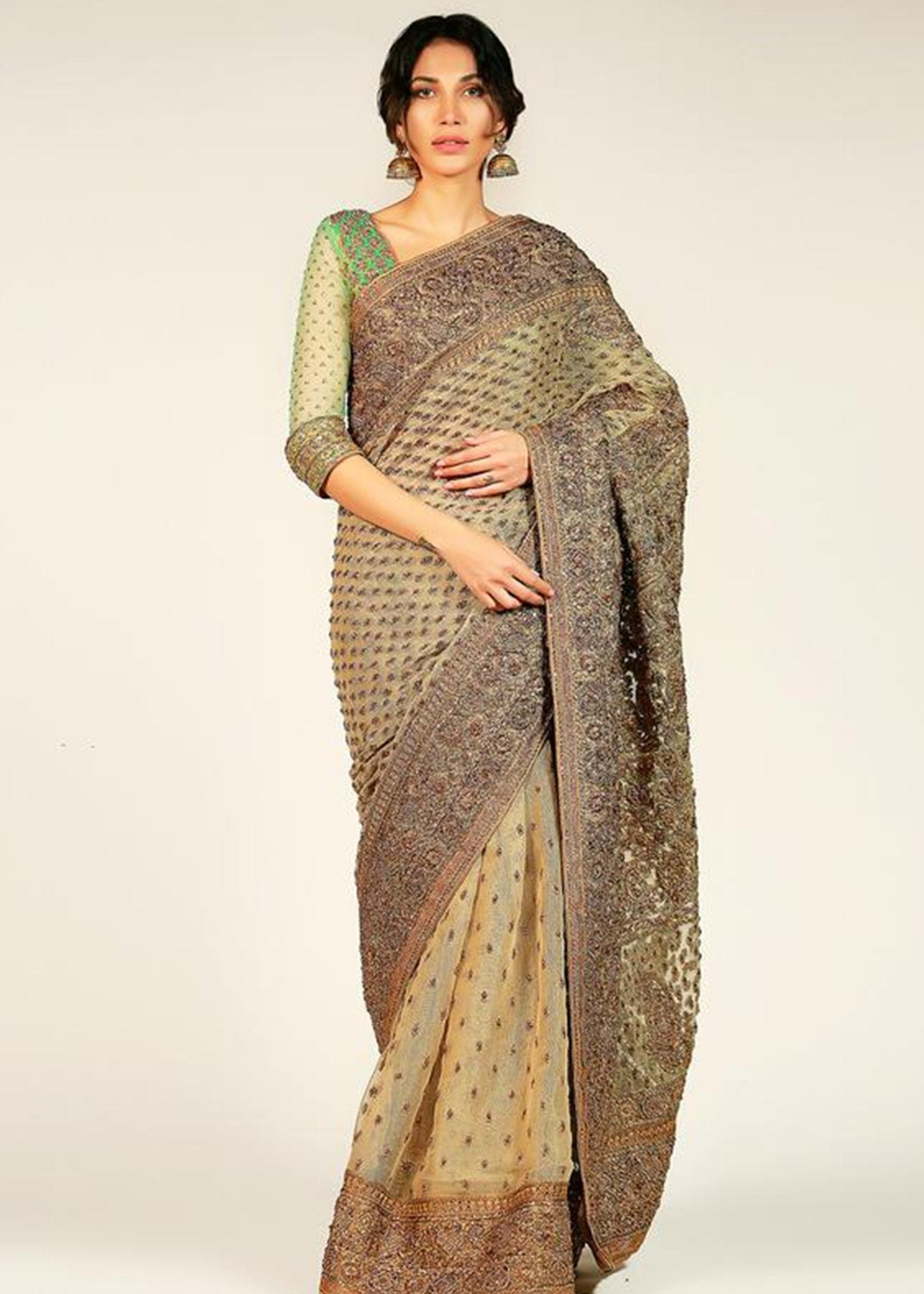 Chaman Aree Work Saree - Rizwan Beyg Design